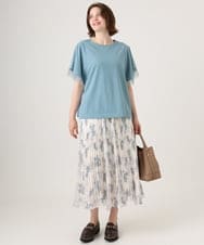 OLKID44064 eur3(エウルキューブ) 【WEB先行販売】【大きいサイズ/a.v.v×eur3】シアー切替フレアスリーブトップス ブルー