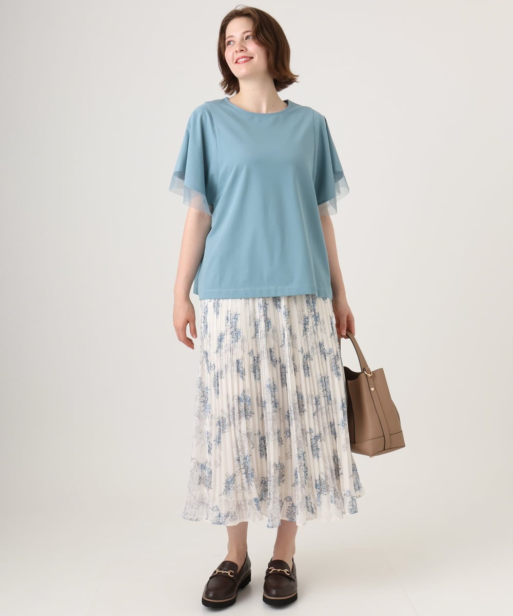 OLKID44064 eur3(エウルキューブ) 【WEB先行販売】【大きいサイズ/a.v.v×eur3】シアー切替フレアスリーブトップス ブルー
