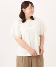 OLKID44064 eur3(エウルキューブ) 【WEB先行販売】【大きいサイズ/a.v.v×eur3】シアー切替フレアスリーブトップス アイボリー