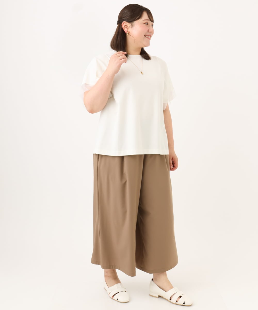 OLKID44064 eur3(エウルキューブ) 【WEB先行販売】【大きいサイズ/a.v.v×eur3】シアー切替フレアスリーブトップス アイボリー