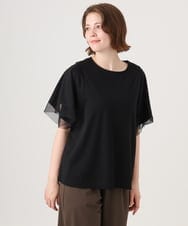 OLKID44064 eur3(エウルキューブ) 【WEB先行販売】【大きいサイズ/a.v.v×eur3】シアー切替フレアスリーブトップス ブラック