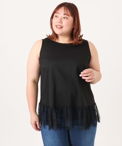 OLKID45069 eur3 【大きいサイズ】レースヘムタンクトップ