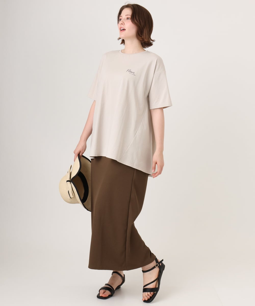 OLKID46069 eur3(エウルキューブ) 【WEB先行販売】【大きいサイズ】バックフレアロゴTシャツ ベージュ