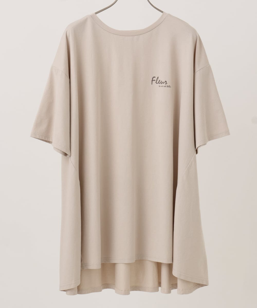 OLKID46069 eur3(エウルキューブ) 【WEB先行販売】【大きいサイズ】バックフレアロゴTシャツ ベージュ