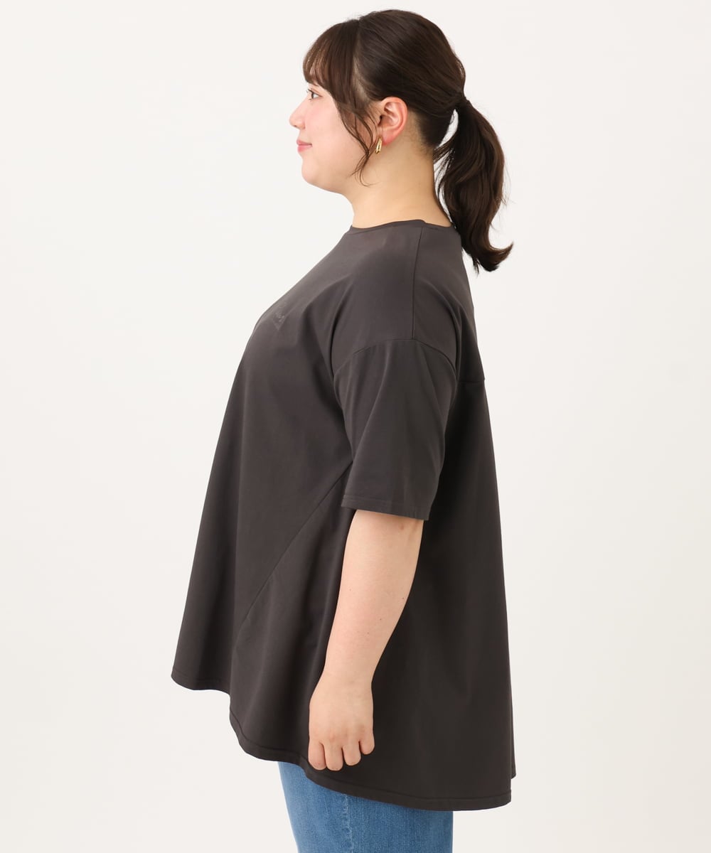OLKID46069 eur3(エウルキューブ) 【WEB先行販売】【大きいサイズ】バックフレアロゴTシャツ ダークグレー