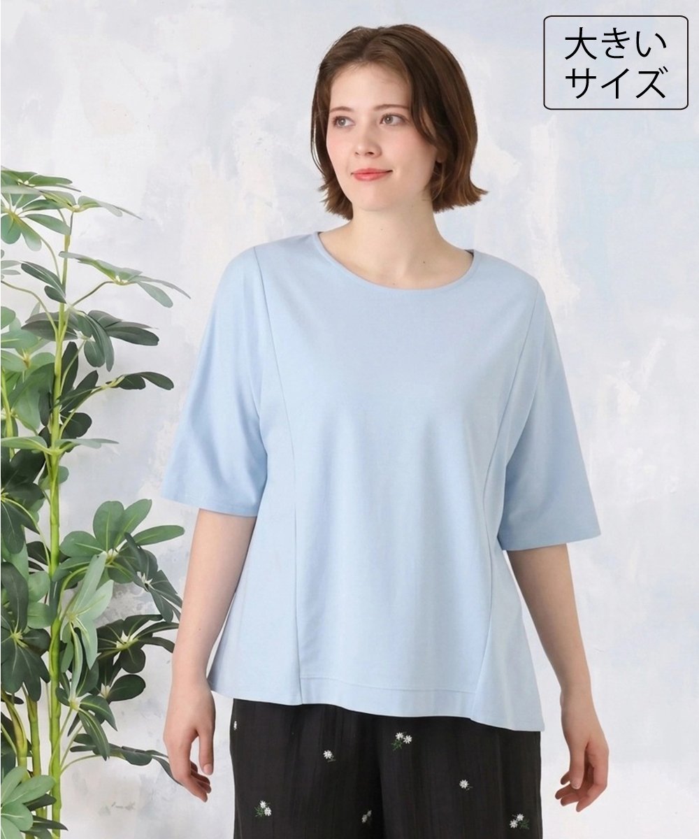 OLKID47069 eur3(エウルキューブ) 【大きいサイズ】バックギャザートップス ライトブルー