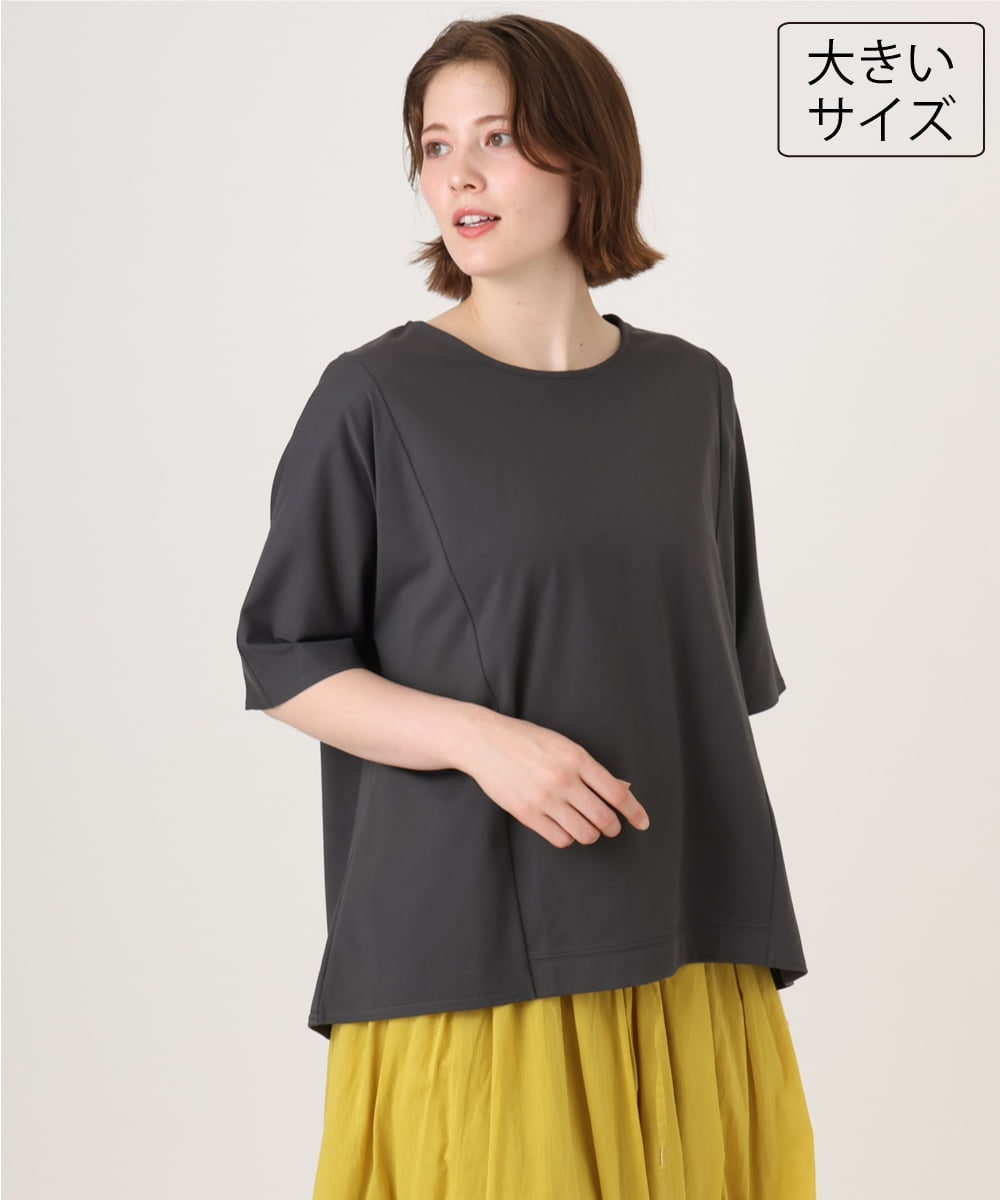 OLKID47069 eur3(エウルキューブ) 【大きいサイズ】バックギャザートップス ダークグレー