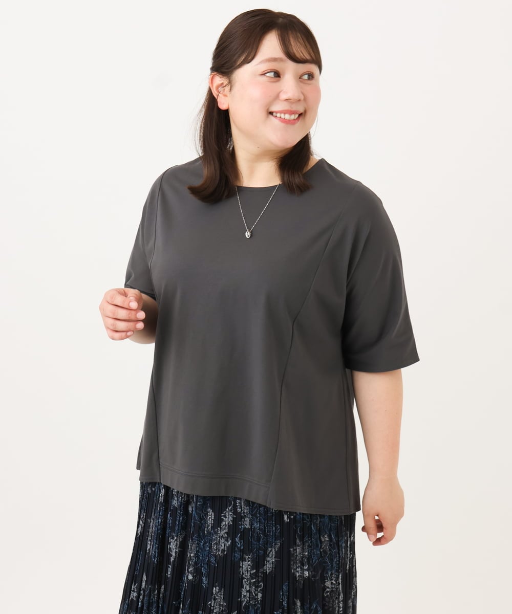 OLKID47069 eur3(エウルキューブ) 【大きいサイズ】バックギャザートップス ダークグレー