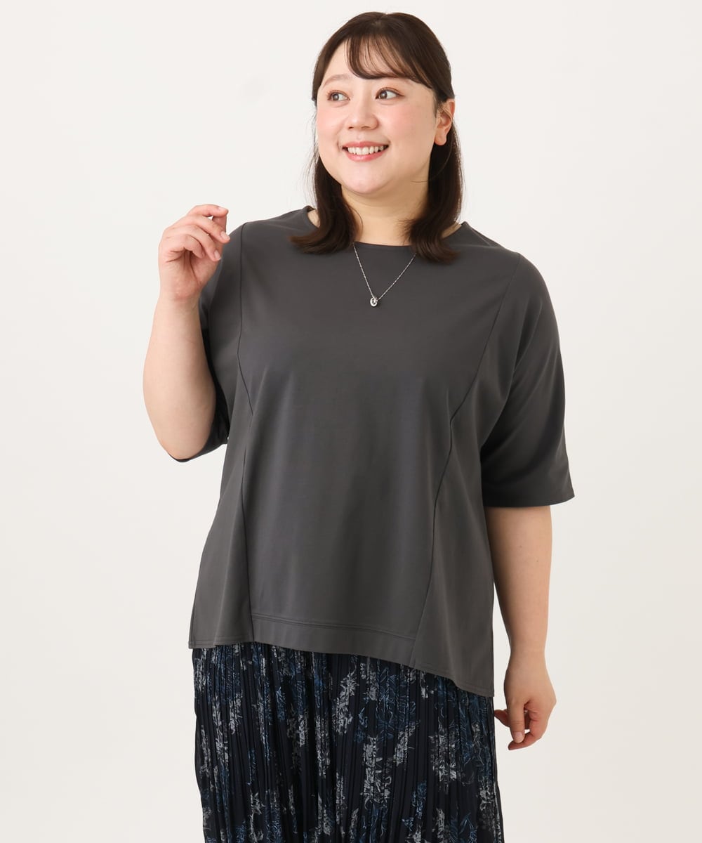 OLKID47069 eur3(エウルキューブ) 【大きいサイズ】バックギャザートップス ダークグレー