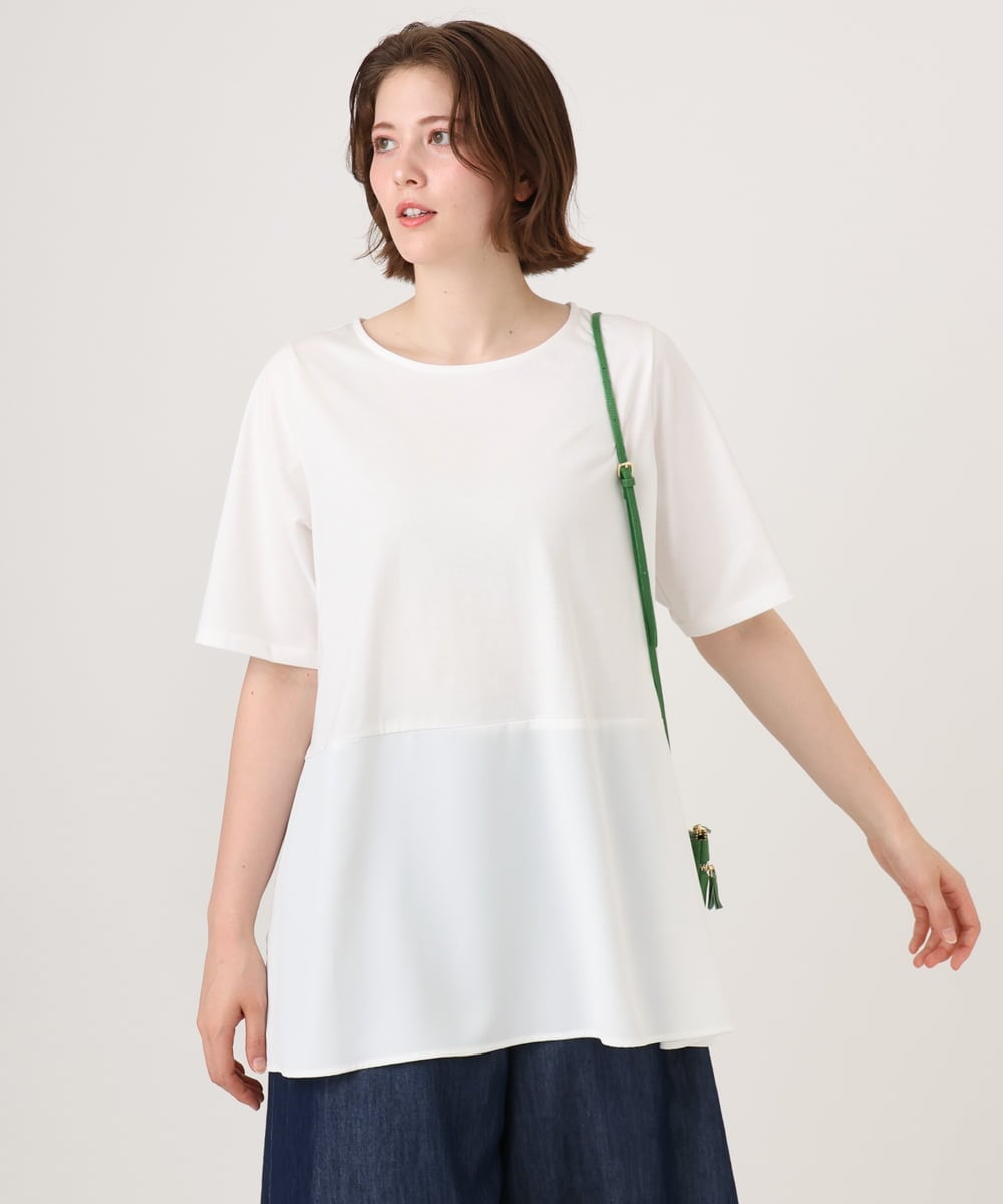 OLKID48079 eur3(エウルキューブ) 【大きいサイズ】シアーサテンヘムトップス ホワイト