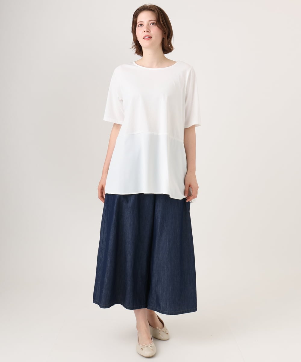 OLKID48079 eur3(エウルキューブ) 【大きいサイズ】シアーサテンヘムトップス ホワイト