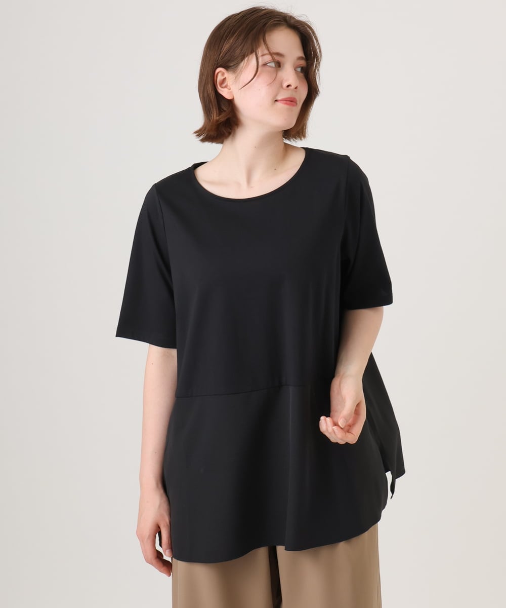 OLKID48079 eur3(エウルキューブ) 【大きいサイズ】シアーサテンヘムトップス ブラック