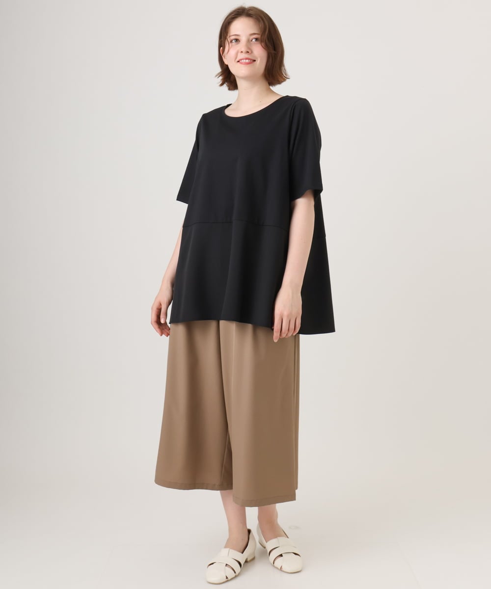 OLKID48079 eur3(エウルキューブ) 【大きいサイズ】シアーサテンヘムトップス ブラック