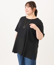 OLKID48079 eur3(エウルキューブ) 【大きいサイズ】シアーサテンヘムトップス ブラック