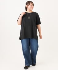 OLKID48079 eur3(エウルキューブ) 【大きいサイズ】シアーサテンヘムトップス ブラック