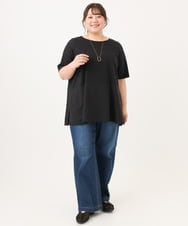 OLKID48079 eur3(エウルキューブ) 【大きいサイズ】シアーサテンヘムトップス ブラック