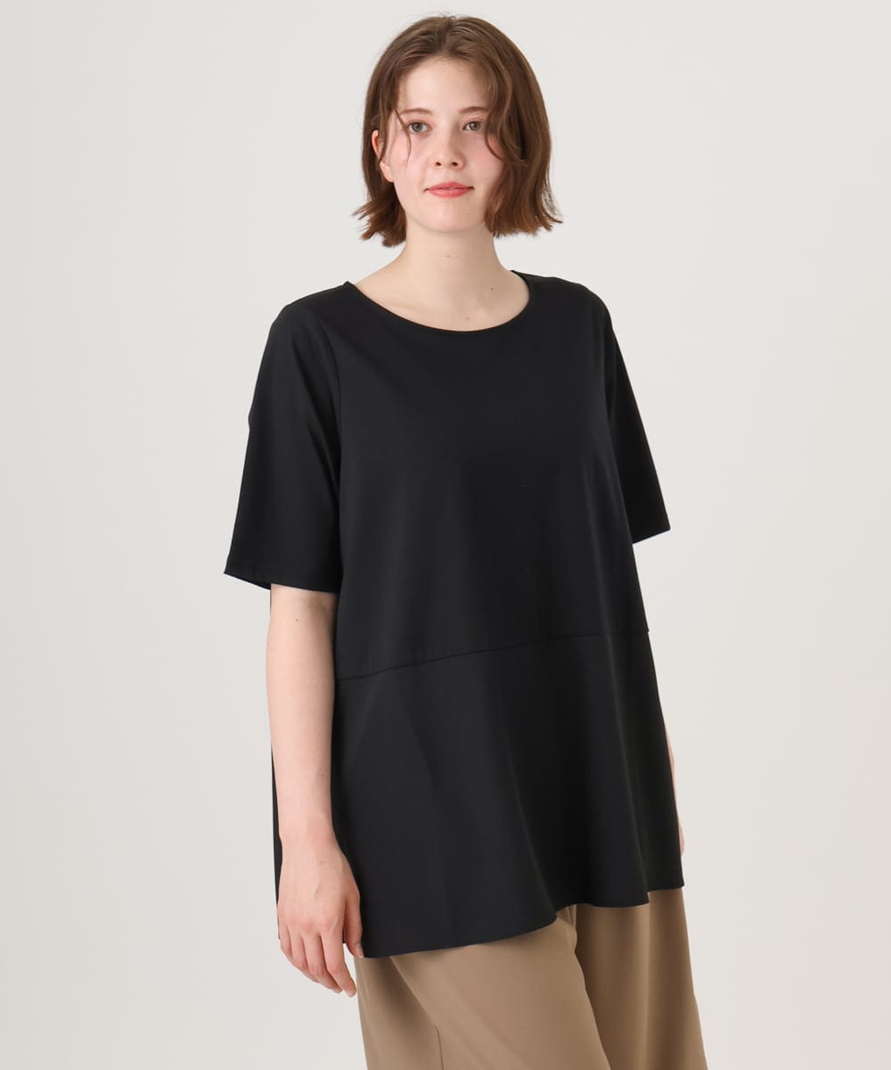 OLKID48079 eur3(エウルキューブ) 【大きいサイズ】シアーサテンヘムトップス ブラック