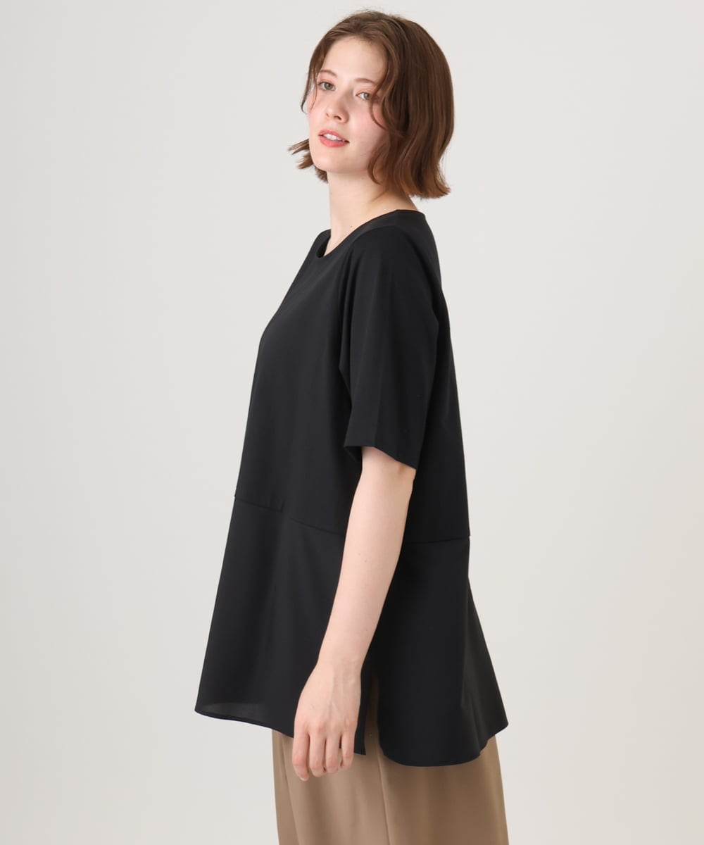 OLKID48079 eur3(エウルキューブ) 【大きいサイズ】シアーサテンヘムトップス ブラック