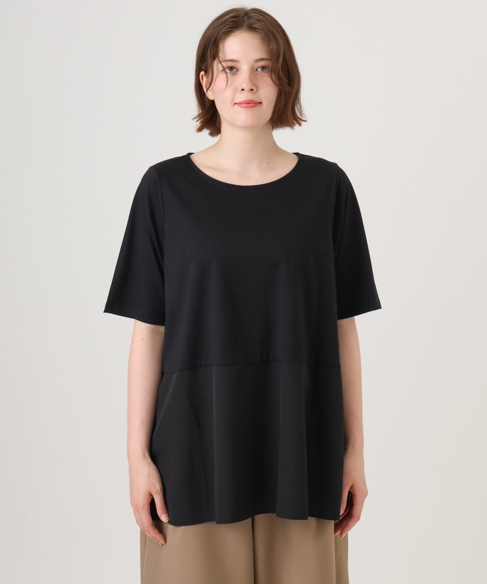 OLKID48079 eur3(エウルキューブ) 【大きいサイズ】シアーサテンヘムトップス ブラック