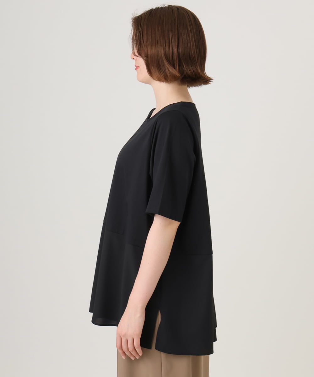 OLKID48079 eur3(エウルキューブ) 【大きいサイズ】シアーサテンヘムトップス ブラック
