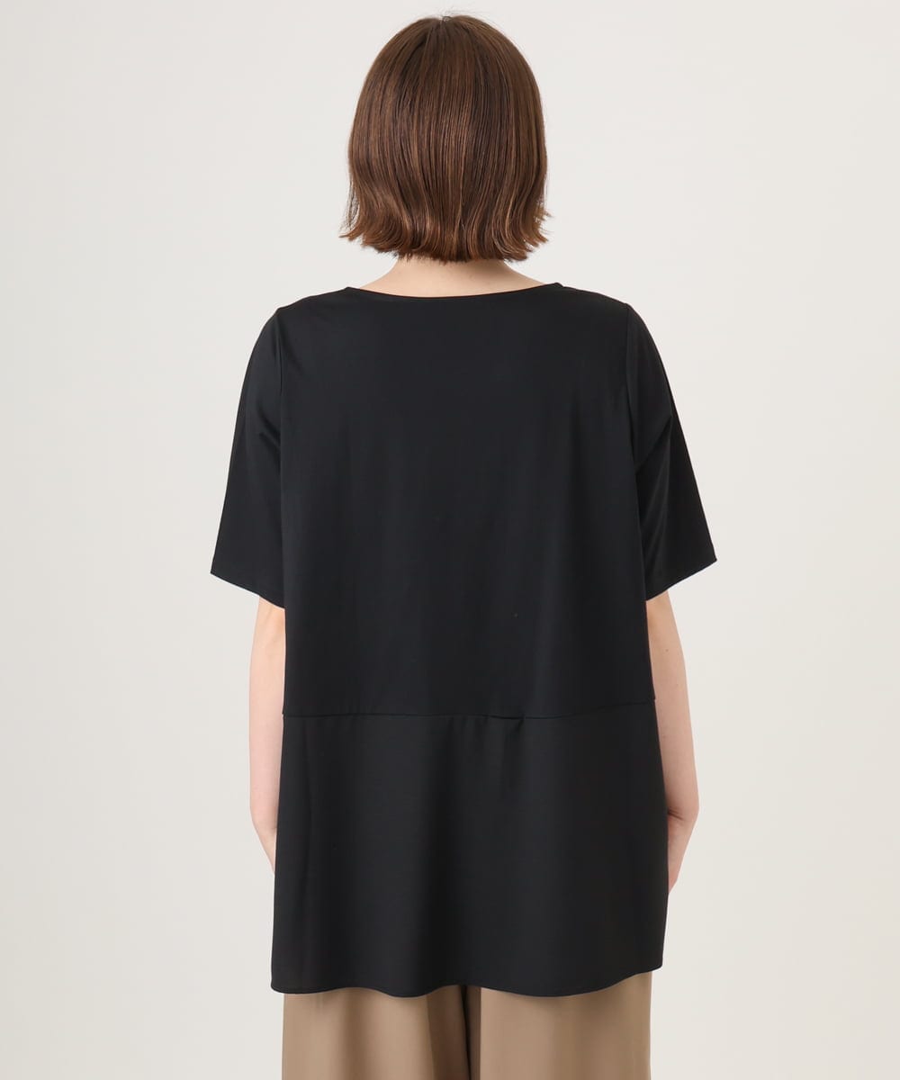 OLKID48079 eur3(エウルキューブ) 【大きいサイズ】シアーサテンヘムトップス ブラック