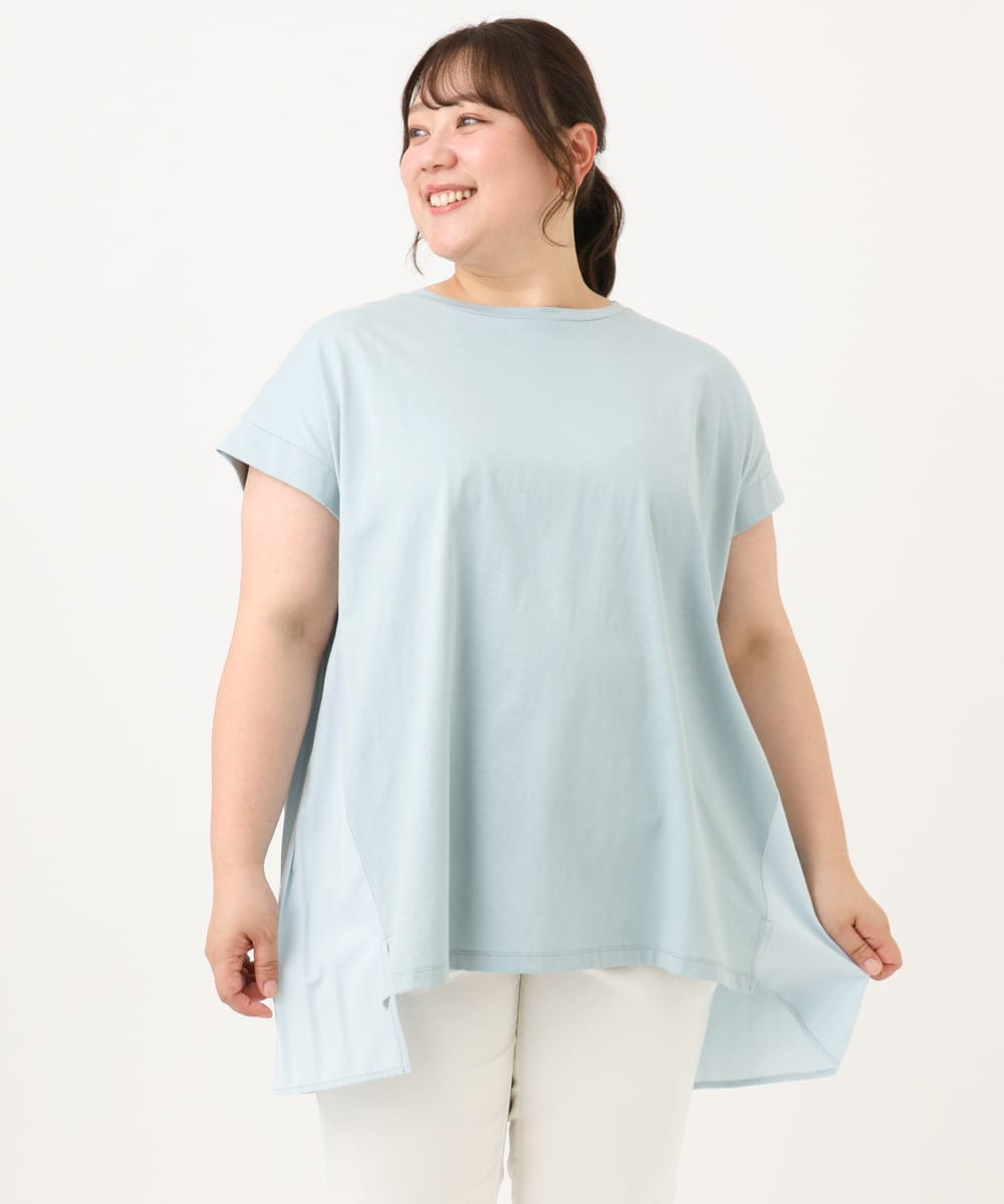 OLKID50079 eur3(エウルキューブ) 【WEB先行販売】【大きいサイズ/a.v.v×eur3】バックプリーツトップス ライトブルー
