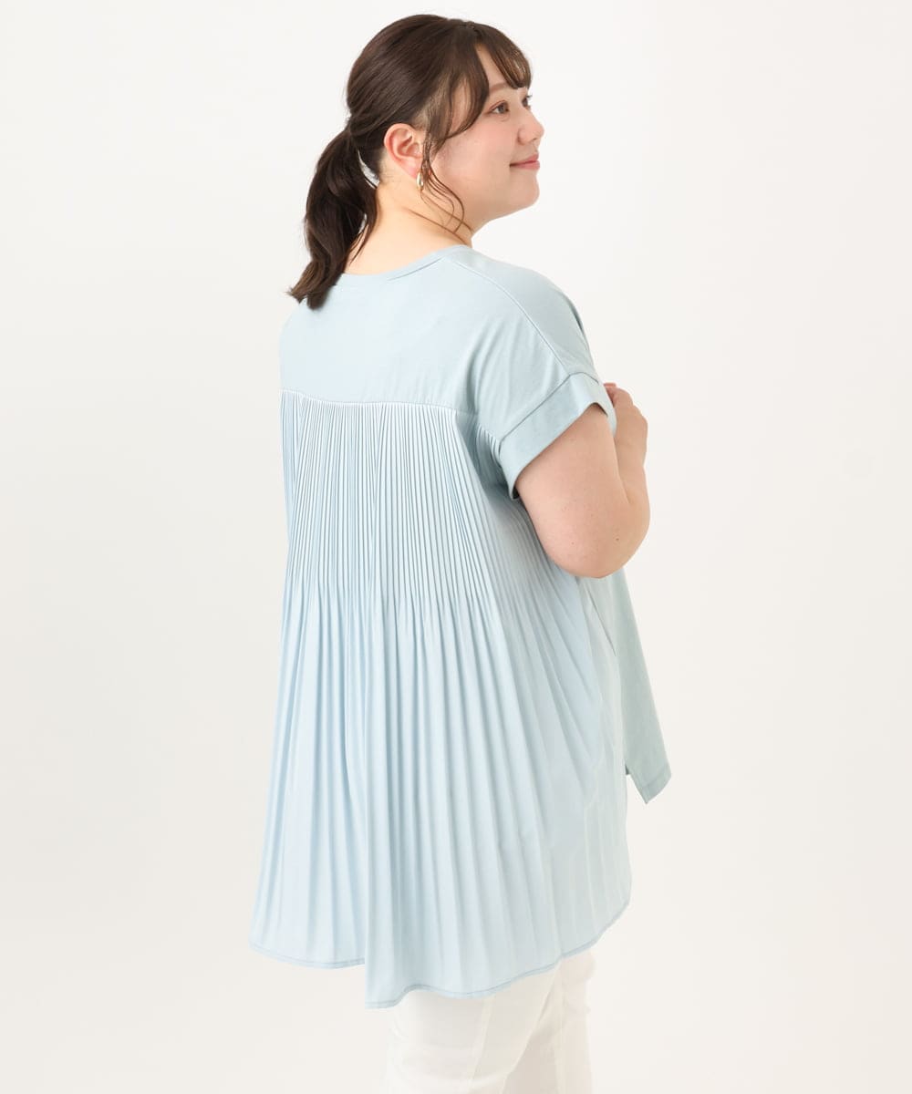 OLKID50079 eur3(エウルキューブ) 【WEB先行販売】【大きいサイズ/a.v.v×eur3】バックプリーツトップス ライトブルー