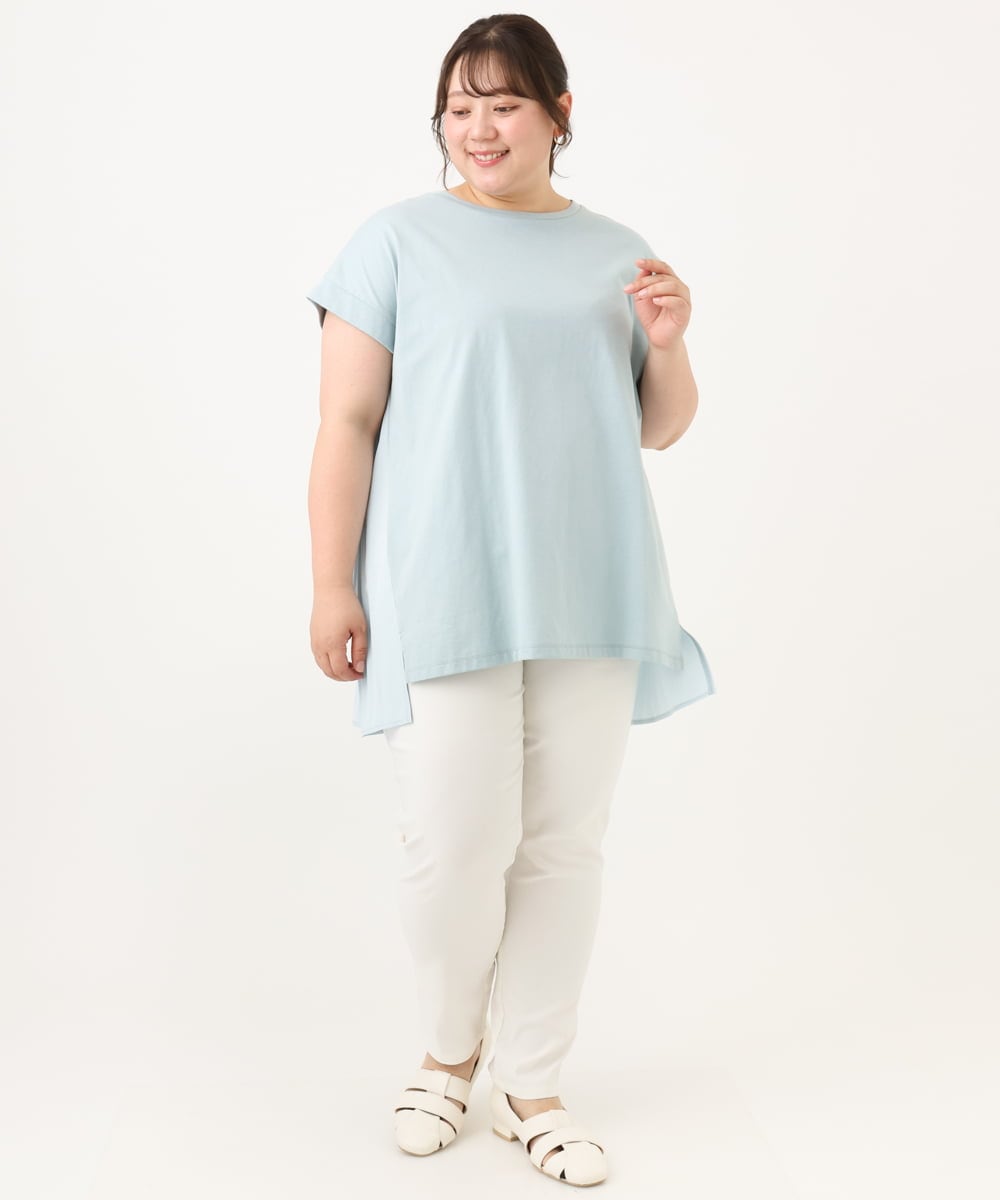 OLKID50079 eur3(エウルキューブ) 【WEB先行販売】【大きいサイズ/a.v.v×eur3】バックプリーツトップス ライトブルー