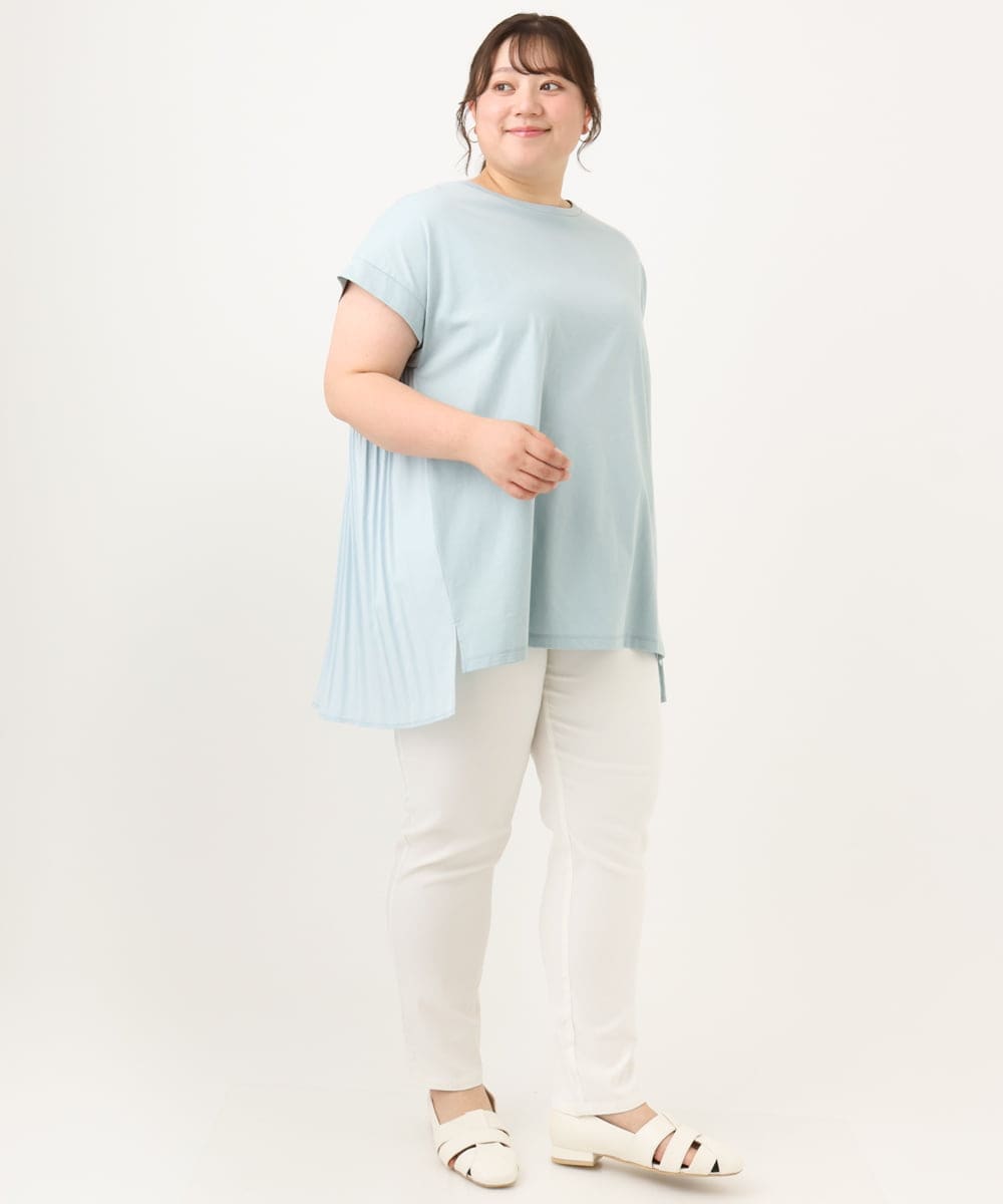 OLKID50079 eur3(エウルキューブ) 【WEB先行販売】【大きいサイズ/a.v.v×eur3】バックプリーツトップス ライトブルー