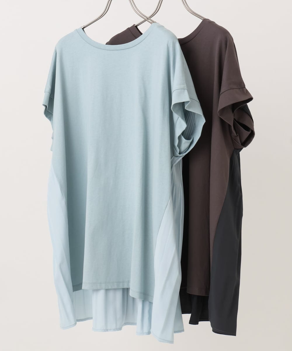 OLKID50079 eur3(エウルキューブ) 【WEB先行販売】【大きいサイズ/a.v.v×eur3】バックプリーツトップス ライトブルー