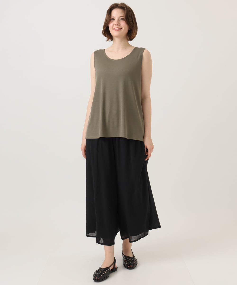 OLKID53044 eur3(エウルキューブ) 【大きいサイズ/接触冷感】リブラウンドネックタンクトップ カーキ