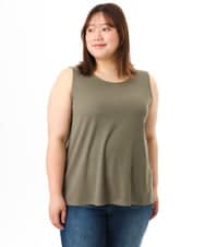OLKID53044 eur3(エウルキューブ) 【大きいサイズ/接触冷感】リブラウンドネックタンクトップ カーキ