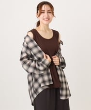 OLKID53044 eur3(エウルキューブ) 【大きいサイズ/接触冷感】リブラウンドネックタンクトップ ダークブラウン