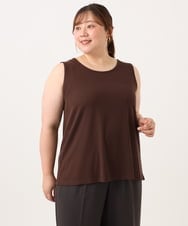 OLKID53044 eur3(エウルキューブ) 【大きいサイズ/接触冷感】リブラウンドネックタンクトップ ダークブラウン