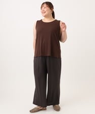 OLKID53044 eur3(エウルキューブ) 【大きいサイズ/接触冷感】リブラウンドネックタンクトップ ダークブラウン