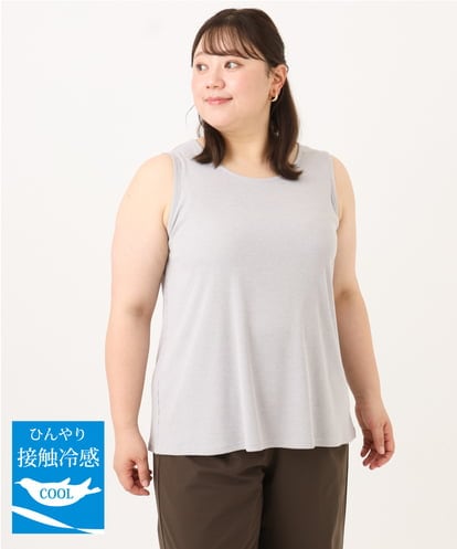 OLKID53044 eur3 【大きいサイズ/接触冷感】リブラウンドネックタンクトップ