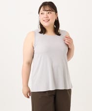 OLKID53044 eur3(エウルキューブ) 【大きいサイズ/接触冷感】リブラウンドネックタンクトップ ライトグレー