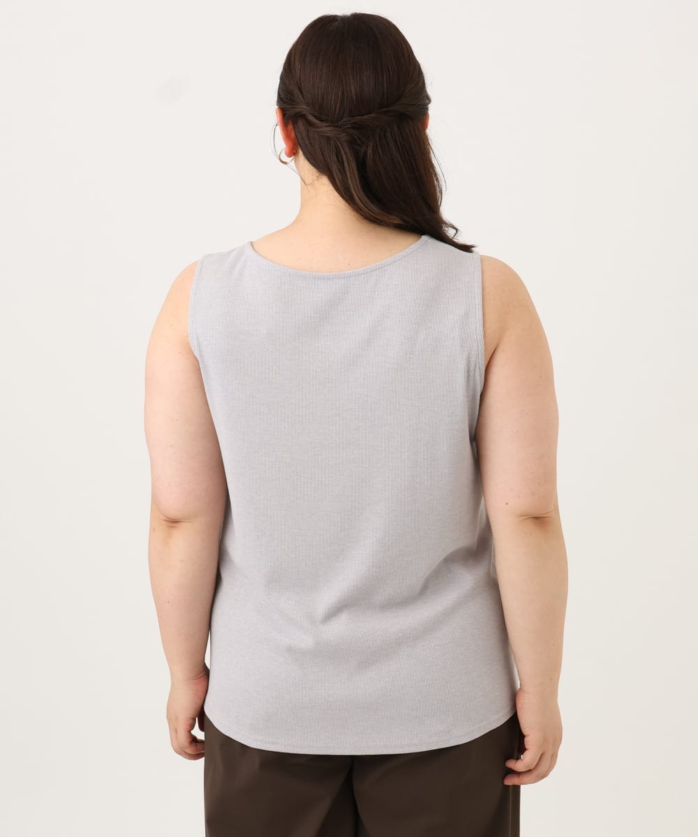 OLKID53044 eur3(エウルキューブ) 【大きいサイズ/接触冷感】リブラウンドネックタンクトップ ライトグレー