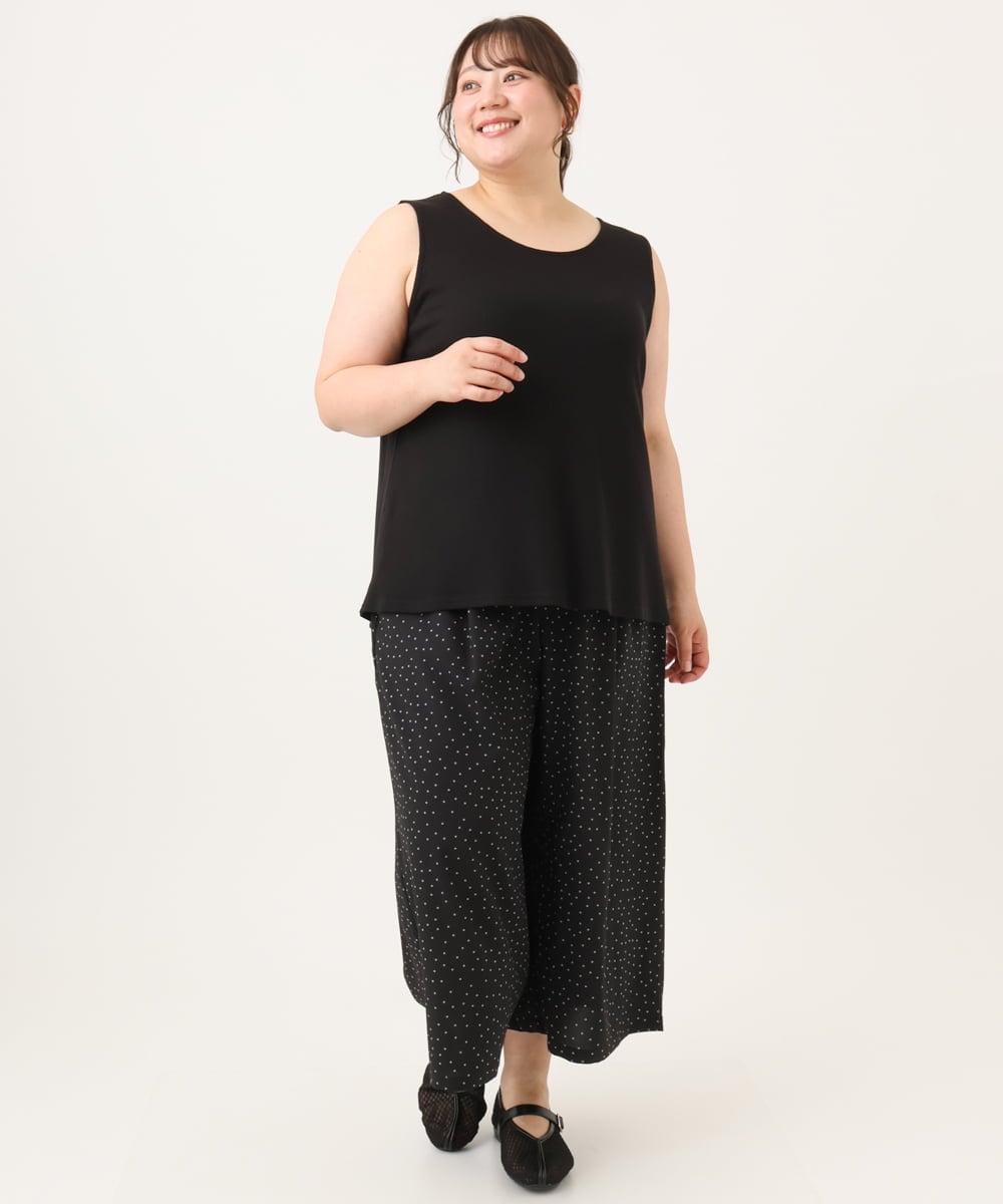 OLKID53044 eur3(エウルキューブ) 【大きいサイズ/接触冷感】リブラウンドネックタンクトップ ブラック