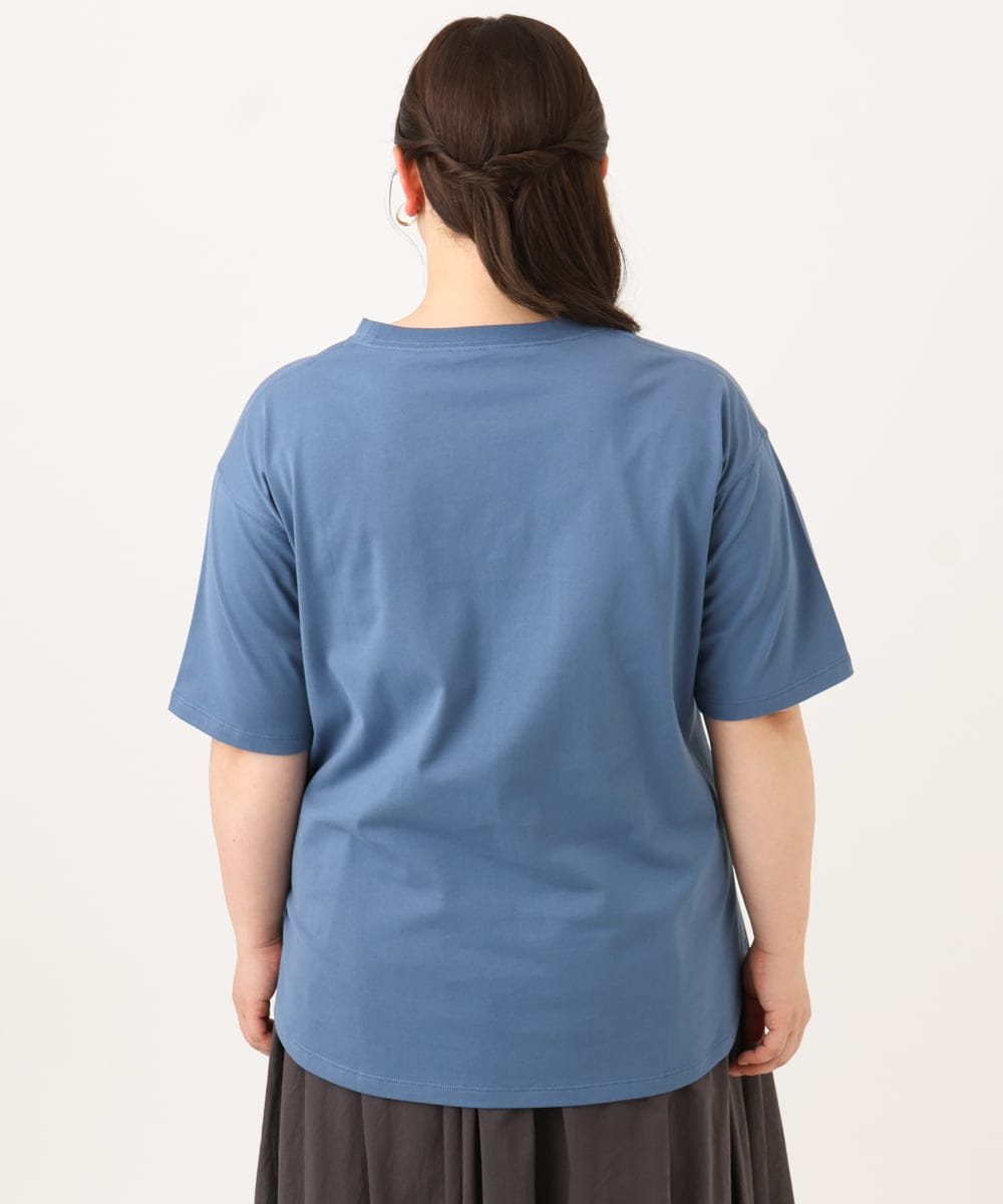 OLKID54059 eur3(エウルキューブ) 【大きいサイズ/UVカット/接触冷感】ドロップショルダーロゴTシャツ ブルー