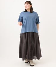 OLKID54059 eur3(エウルキューブ) 【大きいサイズ/UVカット/接触冷感】ドロップショルダーロゴTシャツ ブルー