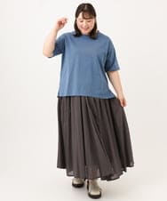 OLKID54059 eur3(エウルキューブ) 【大きいサイズ/UVカット/接触冷感】ドロップショルダーロゴTシャツ ブルー