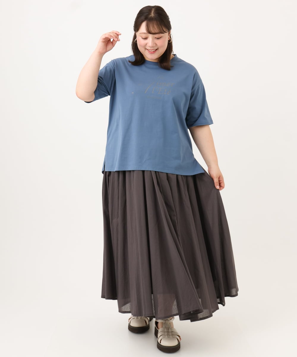 OLKID54059 eur3(エウルキューブ) 【大きいサイズ/UVカット/接触冷感】ドロップショルダーロゴTシャツ ブルー