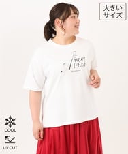 OLKID54059 eur3(エウルキューブ) 【大きいサイズ/UVカット/接触冷感】ドロップショルダーロゴTシャツ ホワイト