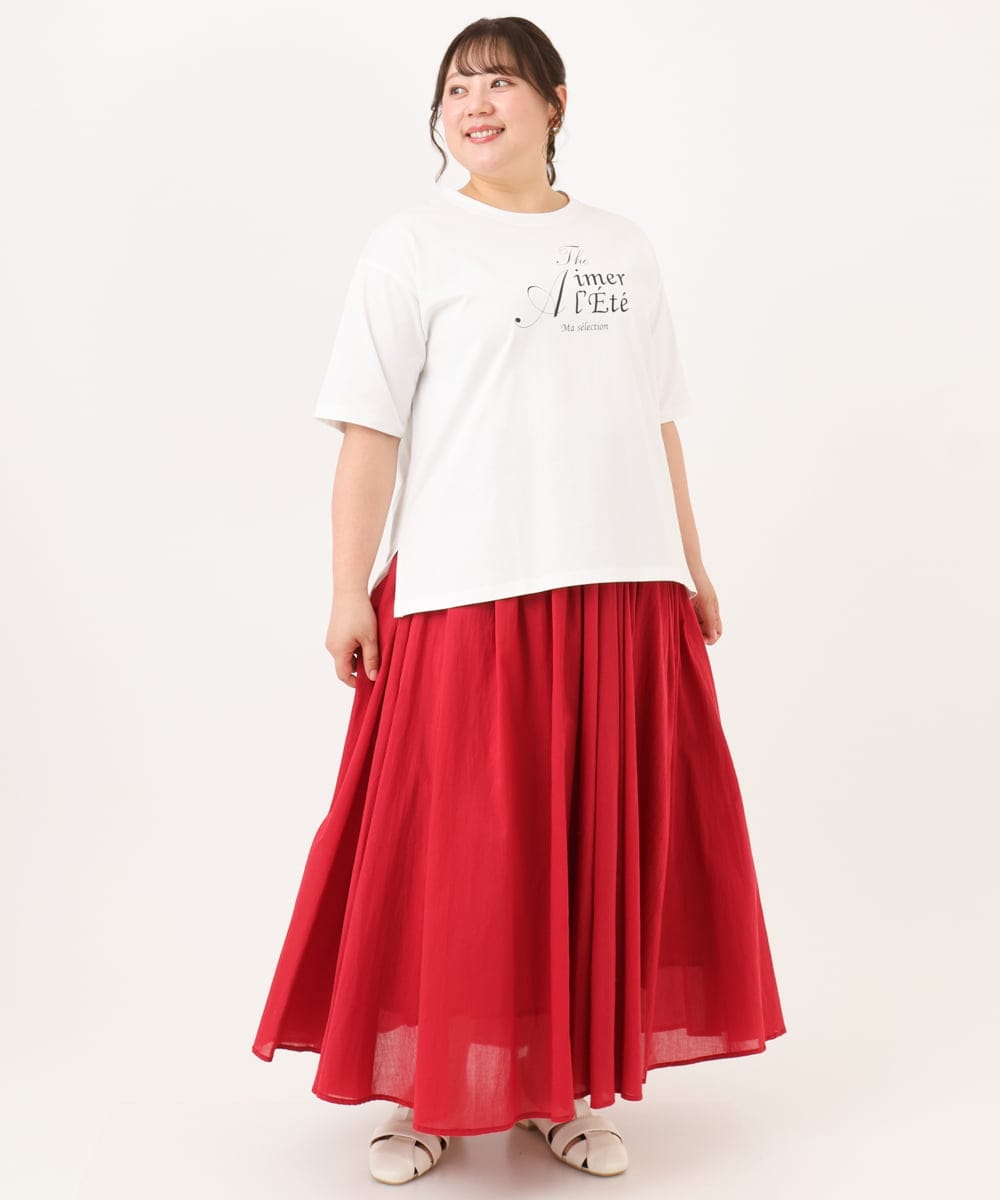 OLKID54059 eur3(エウルキューブ) 【大きいサイズ/UVカット/接触冷感】ドロップショルダーロゴTシャツ ホワイト