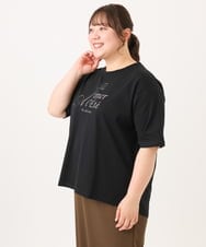 OLKID54059 eur3(エウルキューブ) 【大きいサイズ/UVカット/接触冷感】ドロップショルダーロゴTシャツ ブラック
