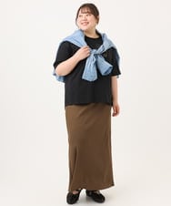OLKID54059 eur3(エウルキューブ) 【大きいサイズ/UVカット/接触冷感】ドロップショルダーロゴTシャツ ブラック