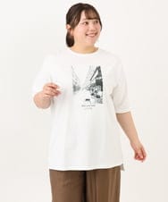 OLKID55059 eur3(エウルキューブ) 【大きいサイズ/接触冷感/UVカット】ネコプリントTシャツ ホワイト