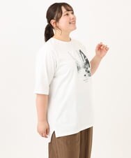 OLKID55059 eur3(エウルキューブ) 【大きいサイズ/接触冷感/UVカット】ネコプリントTシャツ ホワイト
