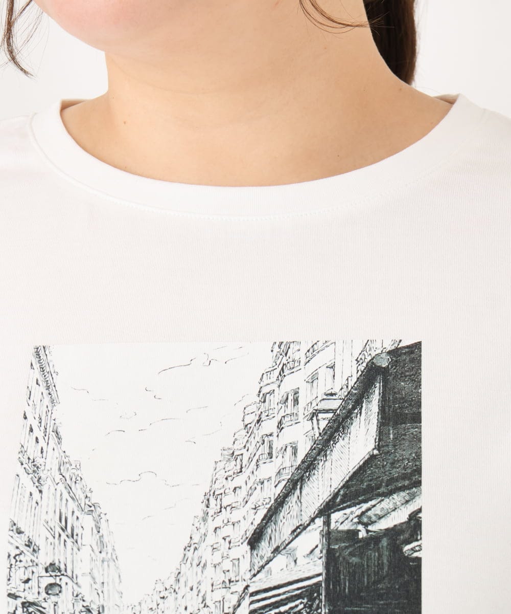 OLKID55059 eur3(エウルキューブ) 【大きいサイズ/接触冷感/UVカット】ネコプリントTシャツ ホワイト